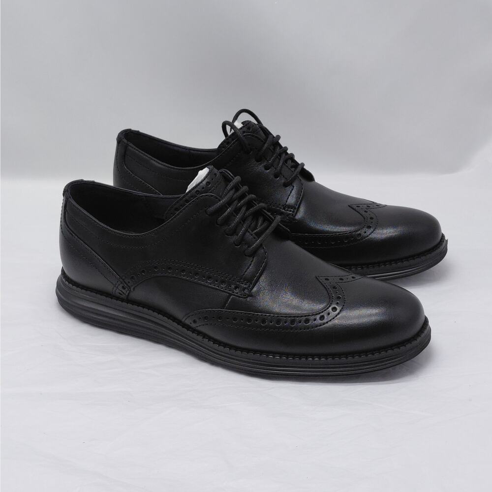 Cole Haan Mens Oxford Dress Shoes 7.5 Black Leather Wingtip Original Grand - Picture 12 of 14